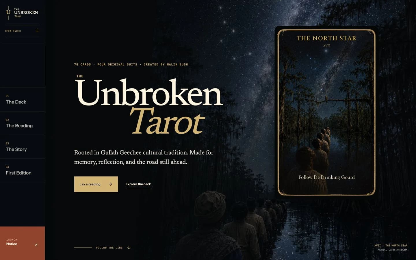 The Unbroken Tarot live website screenshot
